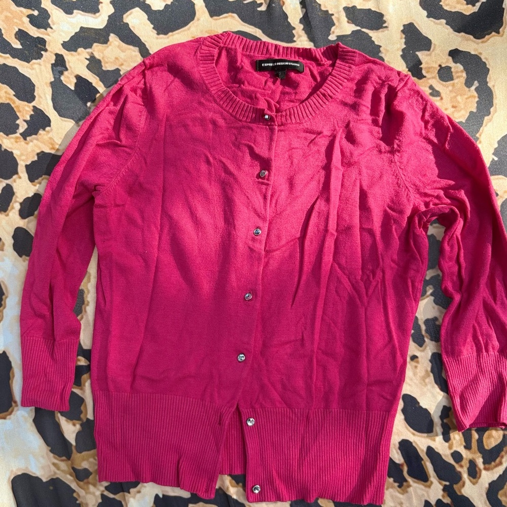 Express Fuchsia Knit cardigan